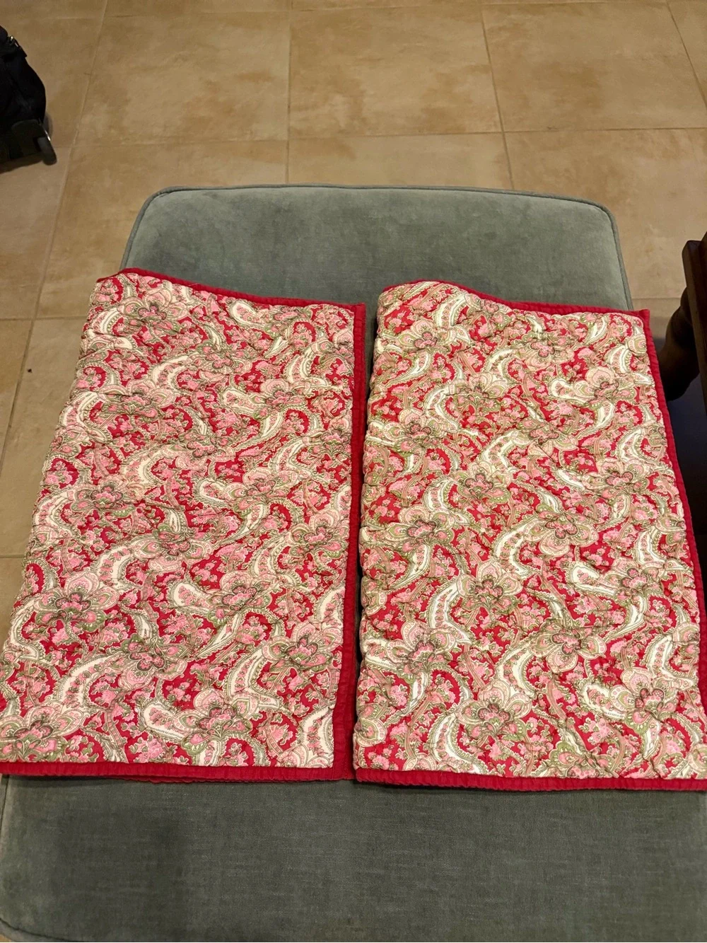 2 Pottery Barn Georgia Quilted Shams 20”x25” EUC